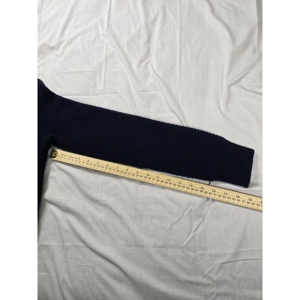 J.Crew Sweater Womens Small Navy Wool Shirttail Hem‎ Back Zip Layered Crewneck